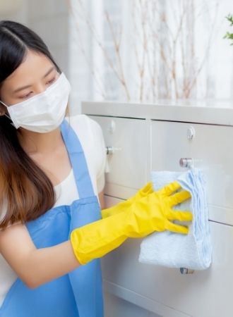 Girl cleaning office space